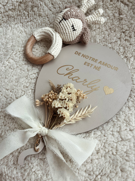 Ballon en bois annonce naissance