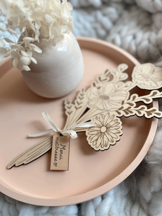 Bouquet de fleurs en bois - Merci Maîtresse