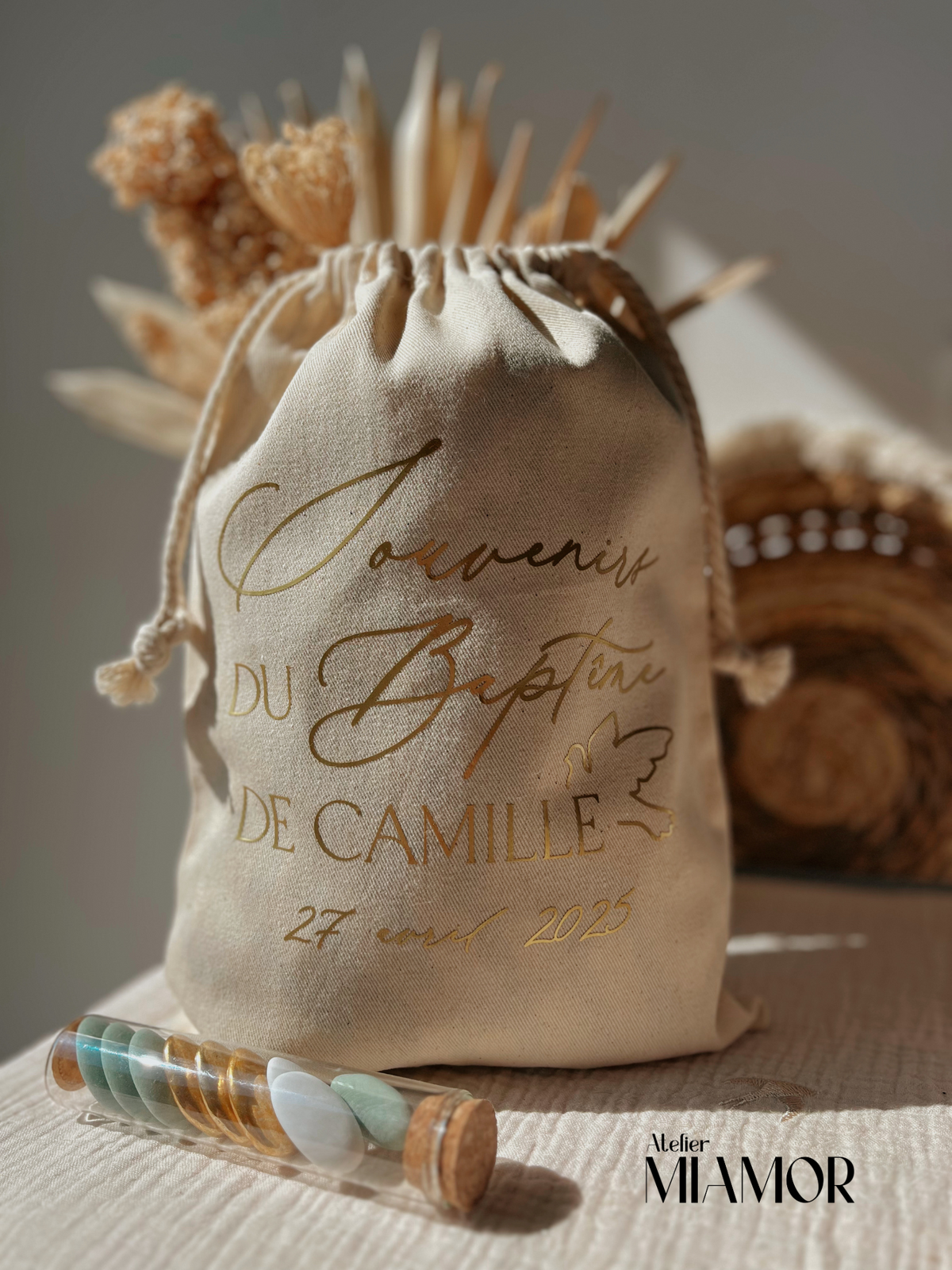 Sac pochon souvenirs de Baptême