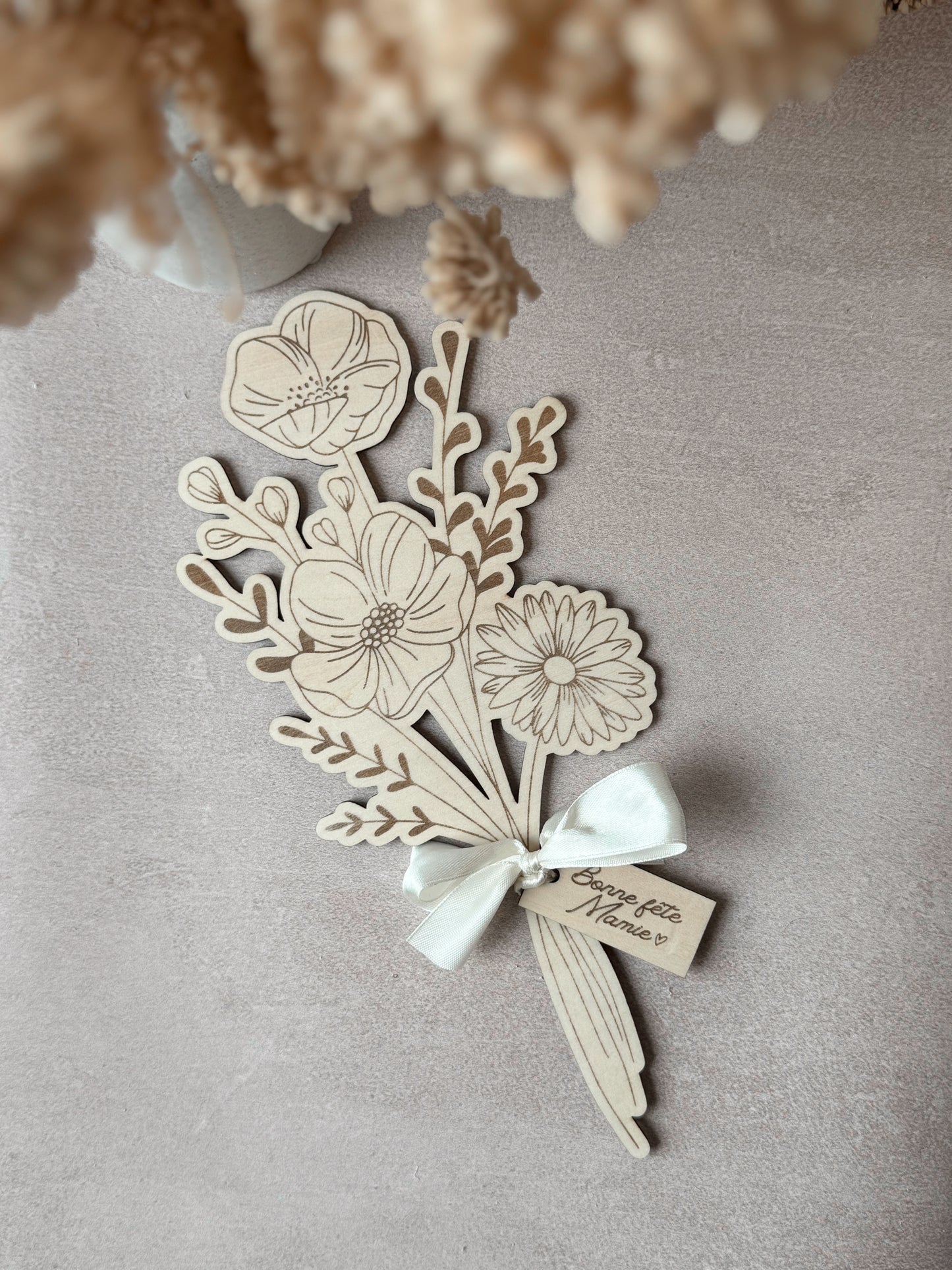 Bouquet de fleurs en bois - Bonne fête mamie