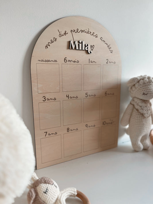 Panneau photo en bois personnalisé - 10 ans
