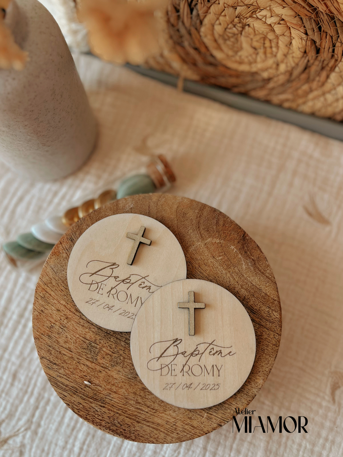 Magnet personnalisé baptême - Croix