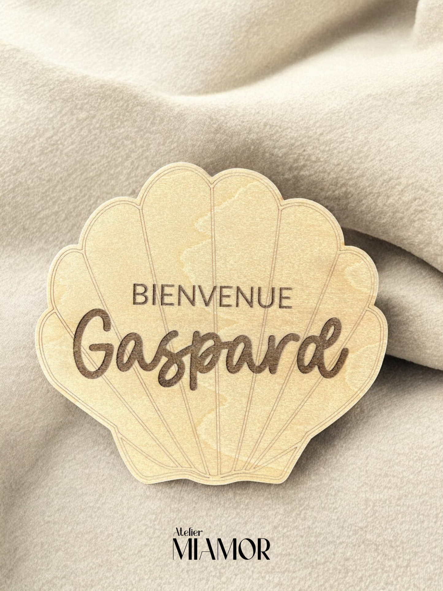Coquillage en bois annonce naissance
