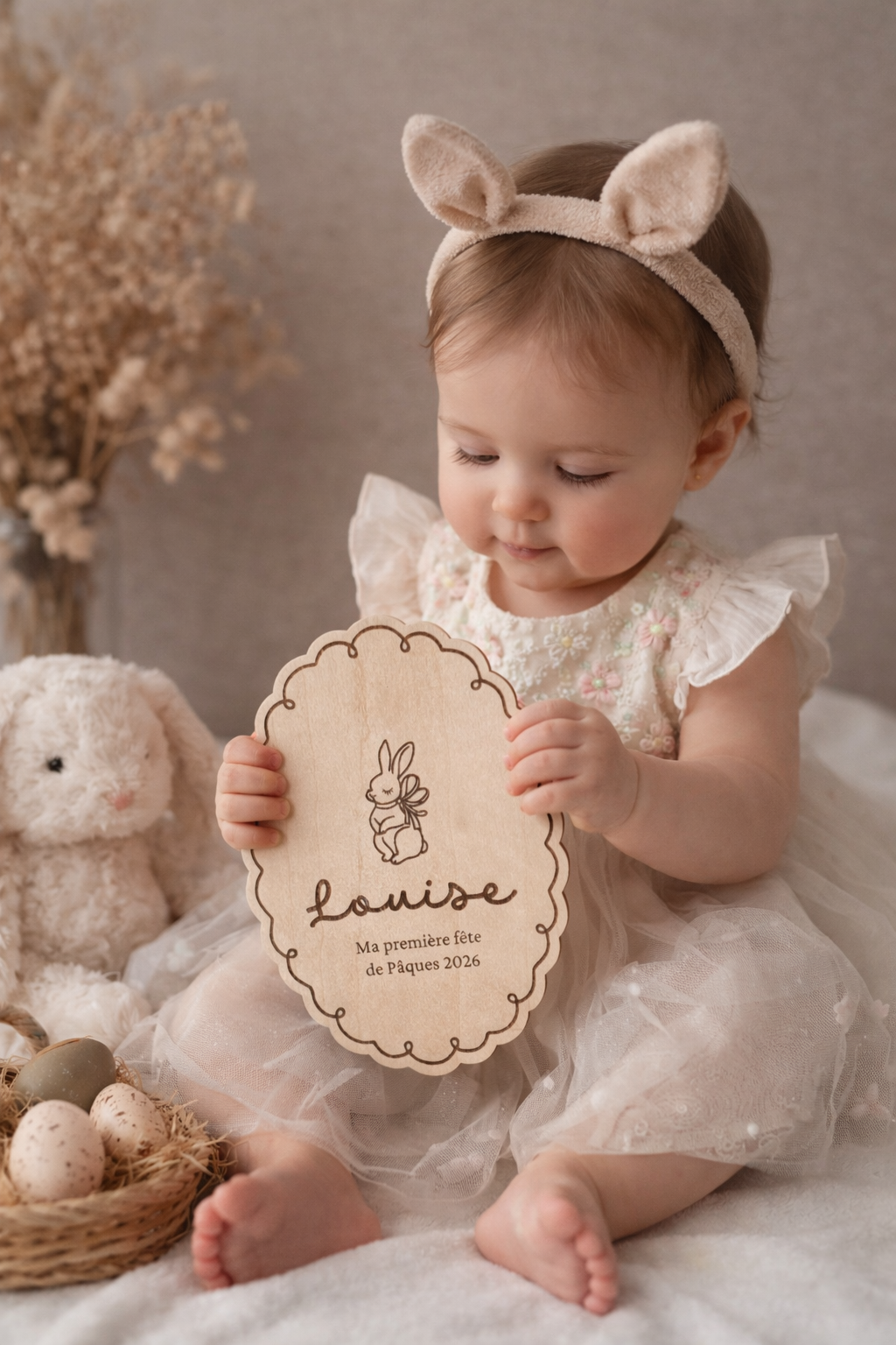 Pancarte "ma première fête de Pâques" vintage en bois