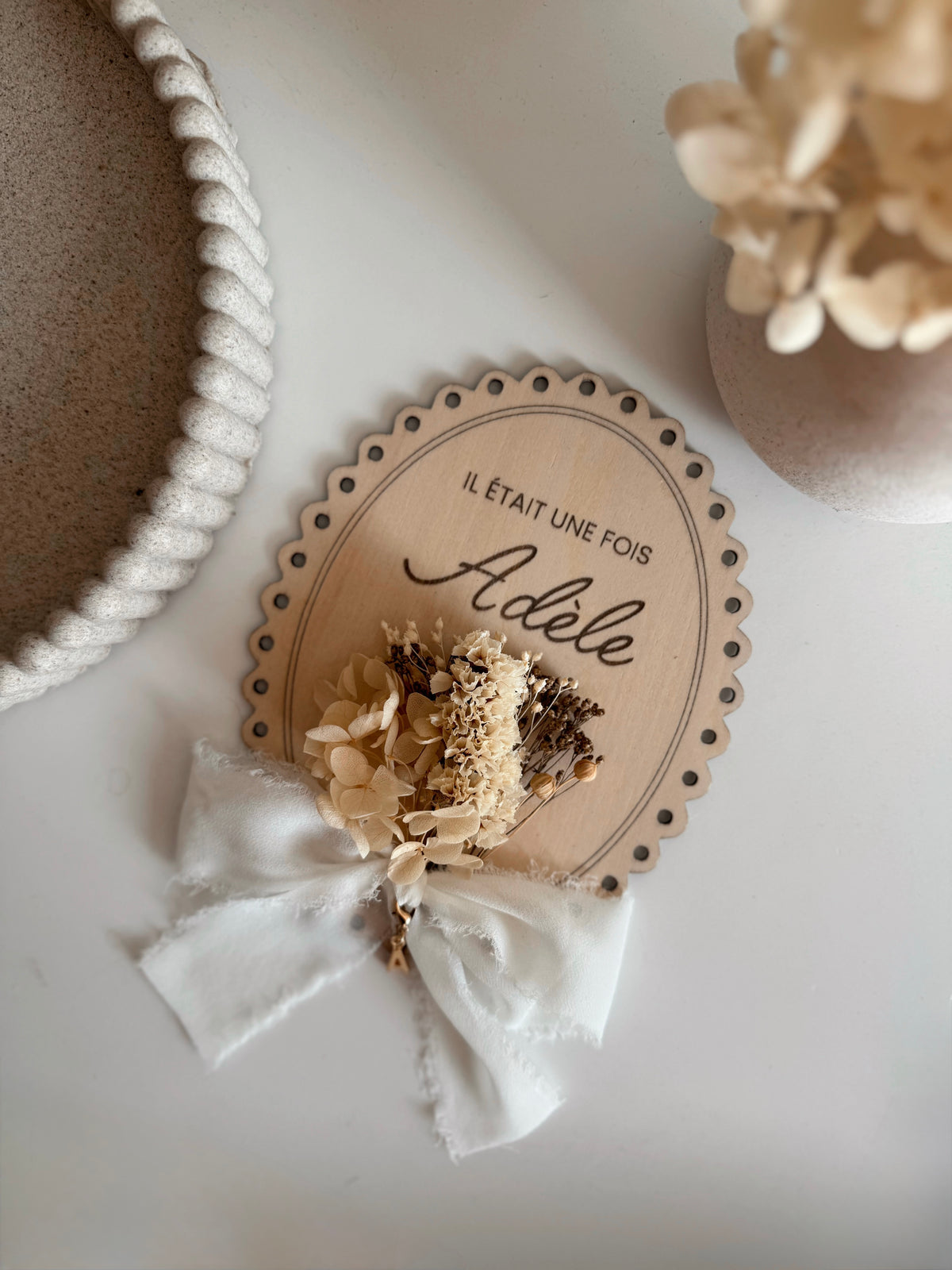 Pancarte vintage annonce naissance en bois