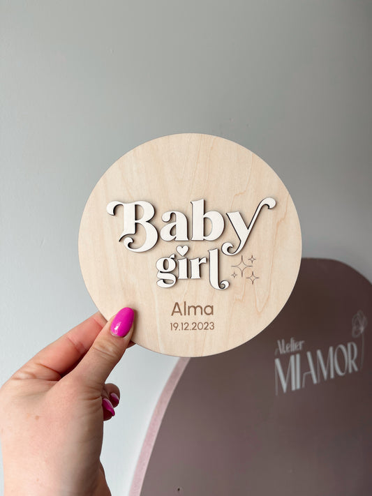 Pancarte Baby Girl personnalisée - Décoration murale