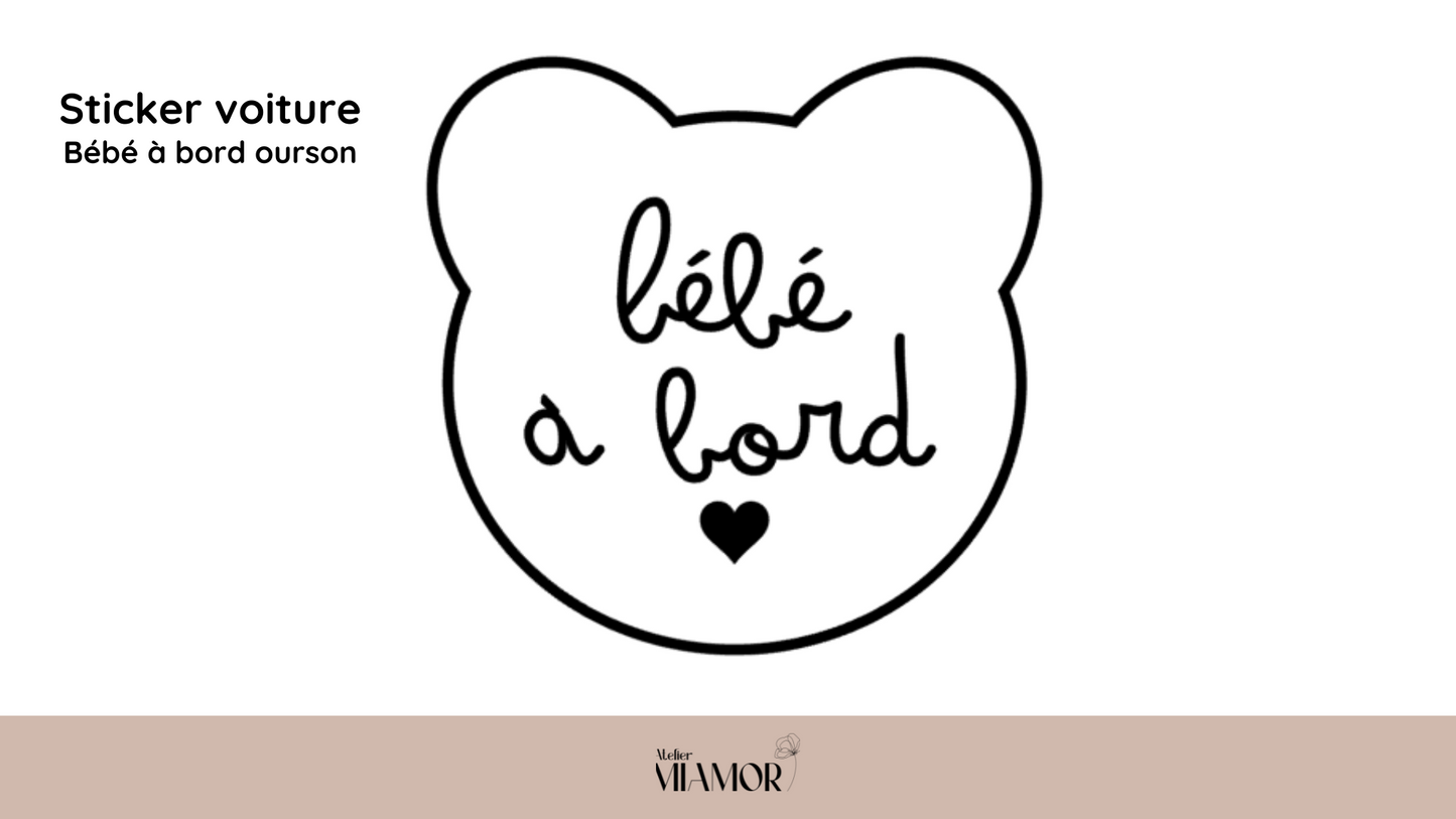 Sticker pour voiture bébé à bord - Ourson