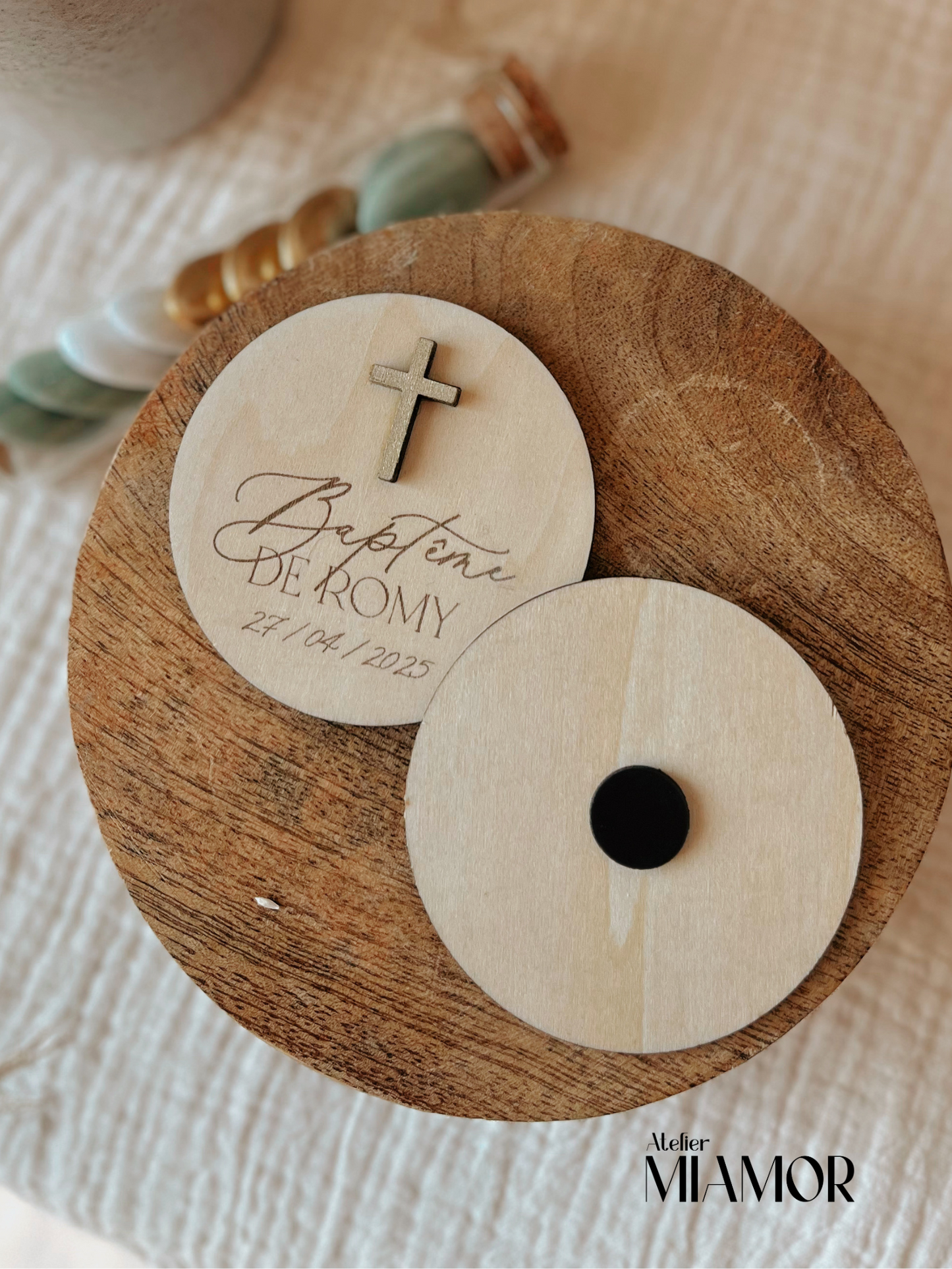 Magnet personnalisé baptême - Croix