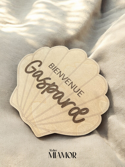 Coquillage en bois annonce naissance