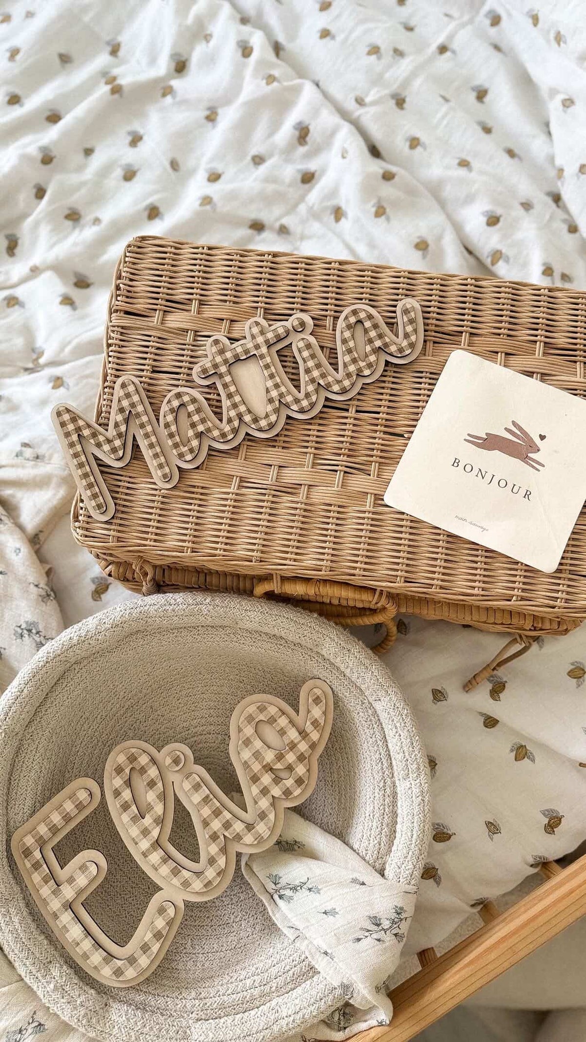 Prénom en bois motif Vichy