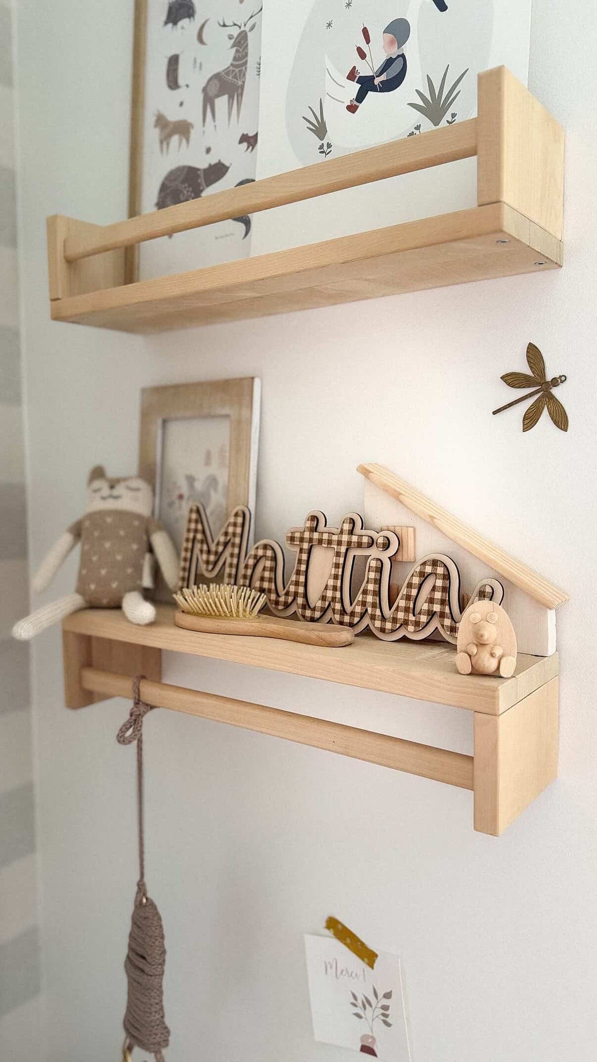 Prénom en bois motif Vichy