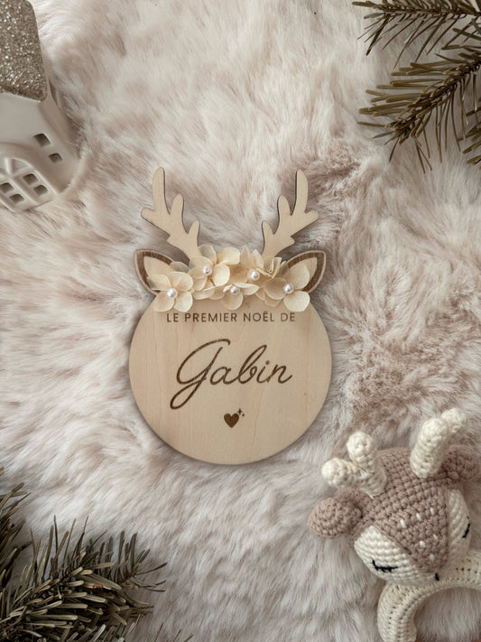 Renne de Noël en bois "Mon premier Noël”