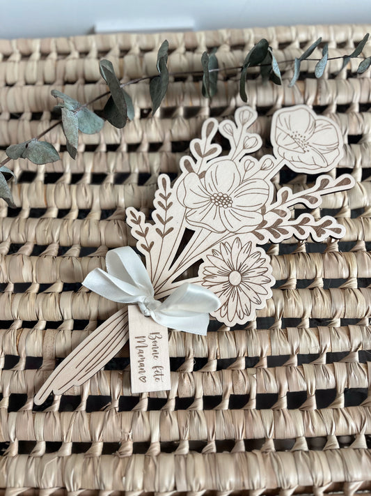 Bouquet de fleurs en bois - Bonne fête maman