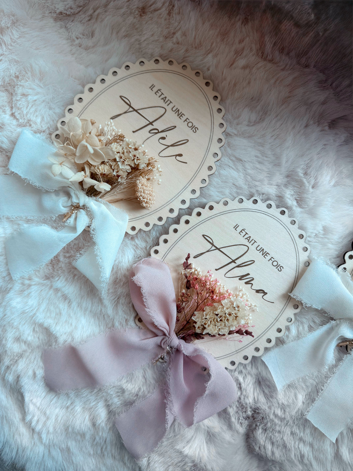 Pancarte vintage annonce naissance en bois