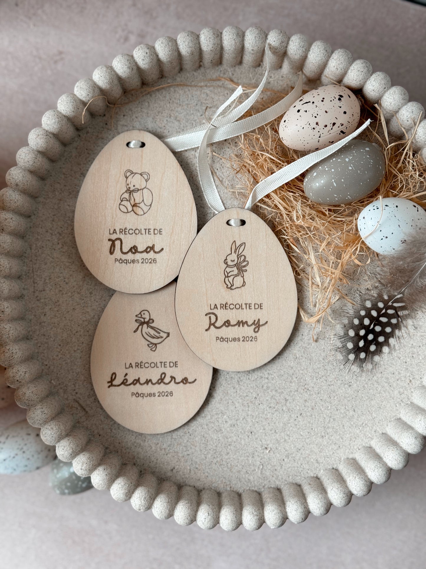 Médaillon en bois pour panier de Pâques