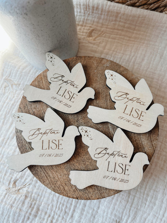 Magnet personnalisé baptême - Colombe