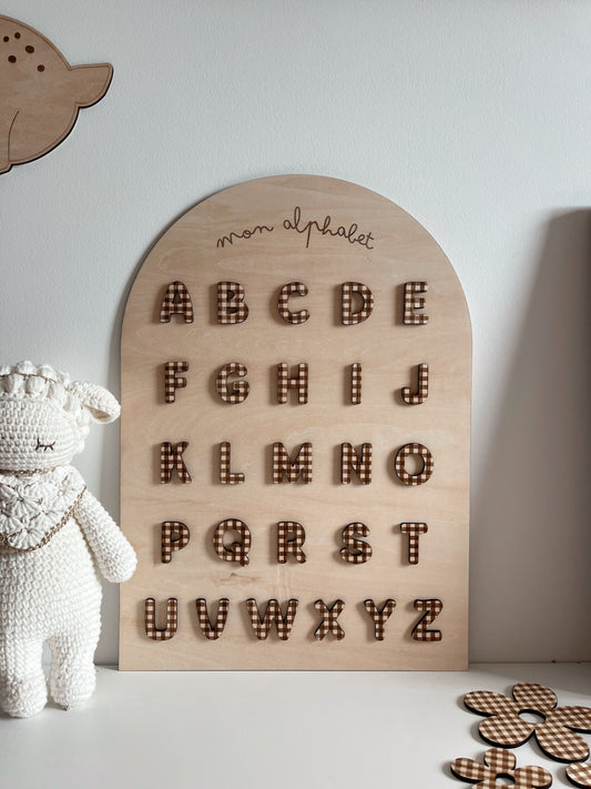 Mon alphabet en bois - Motif Vichy