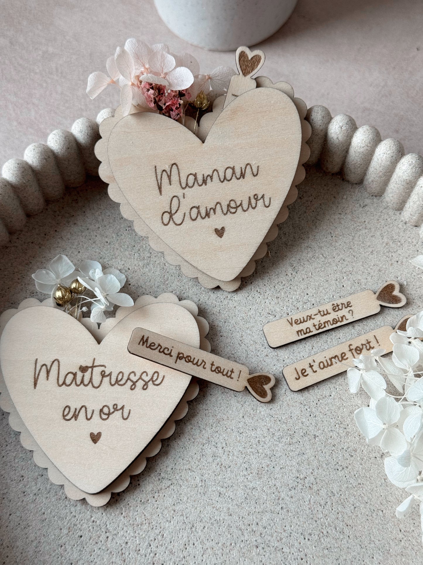 Magnet cœur fleuri avec message surprise – cadeau personnalisé