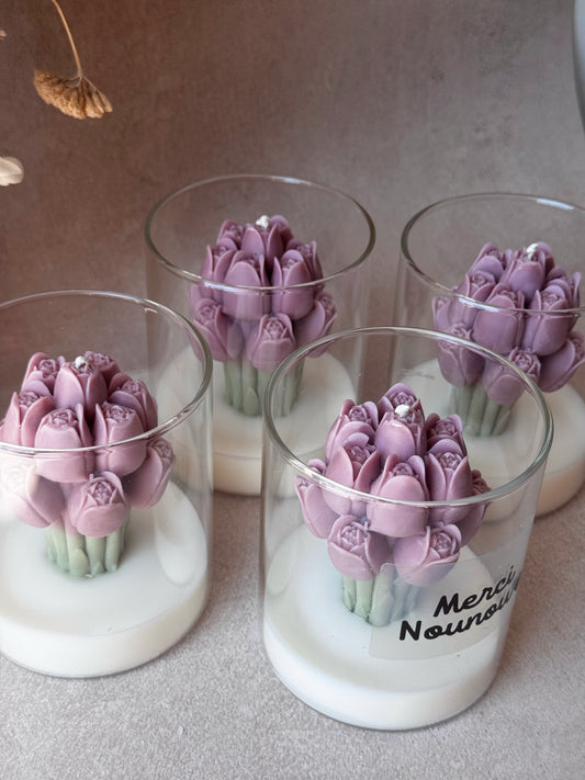Bougie parfumée personnalisée - tulipes