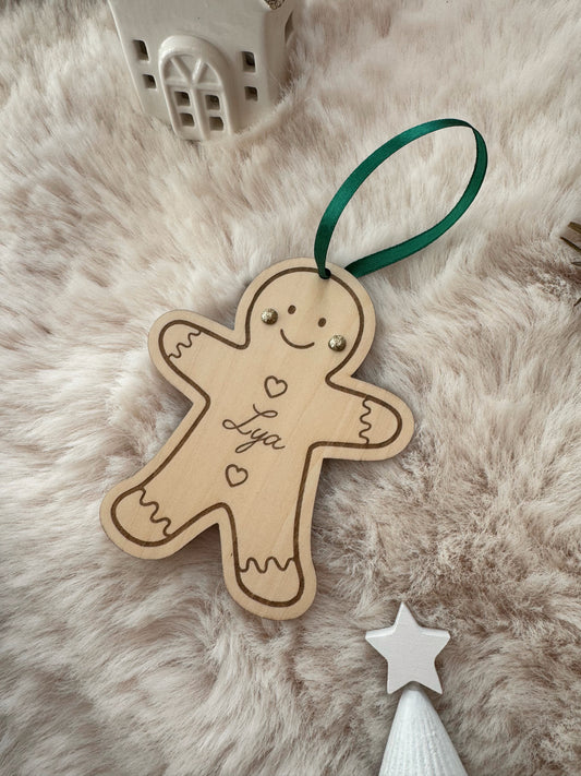 Bonhomme en pain d’épices personnalisé - Suspension sapin en bois