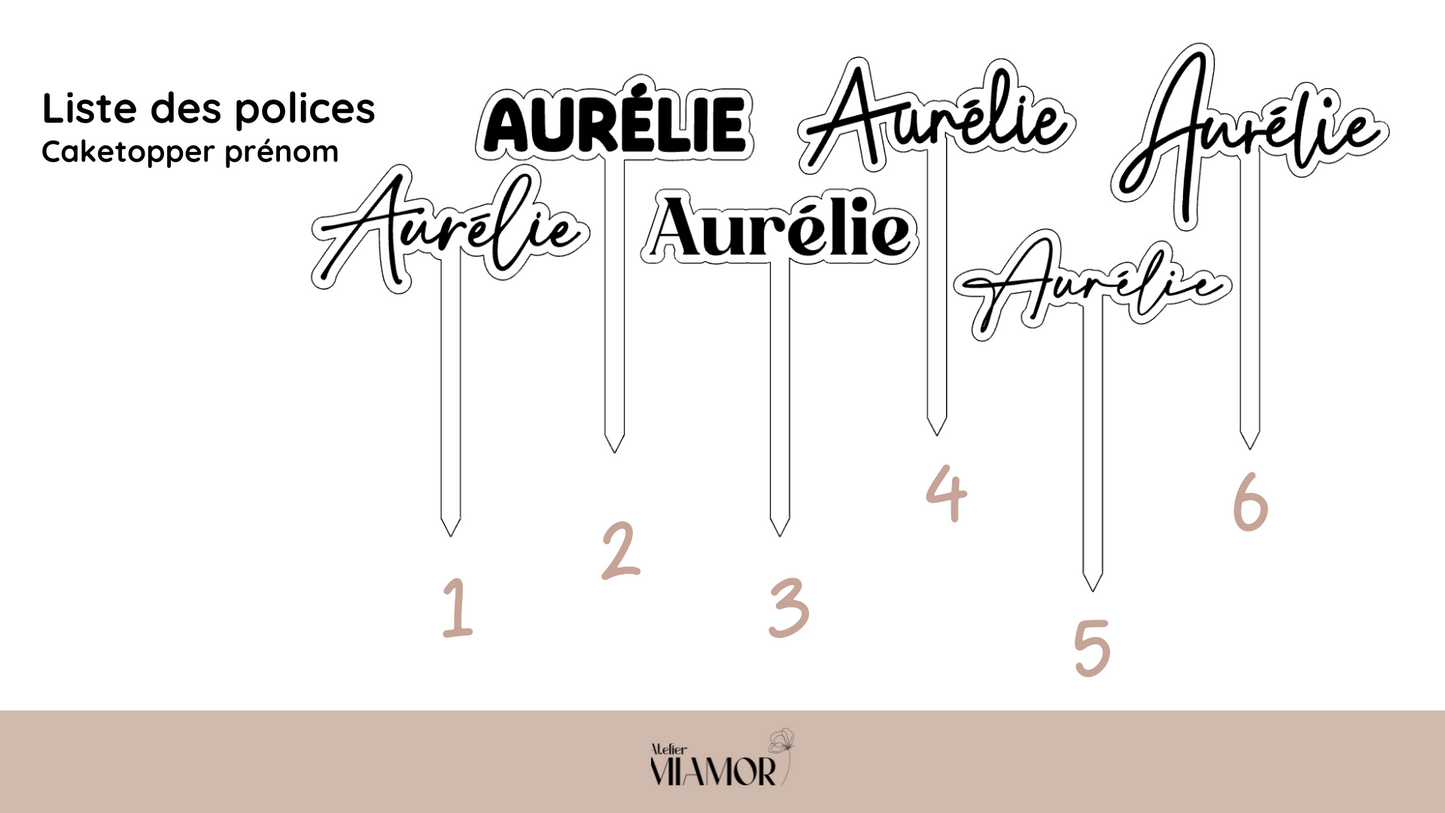 Caketopper prénom en bois