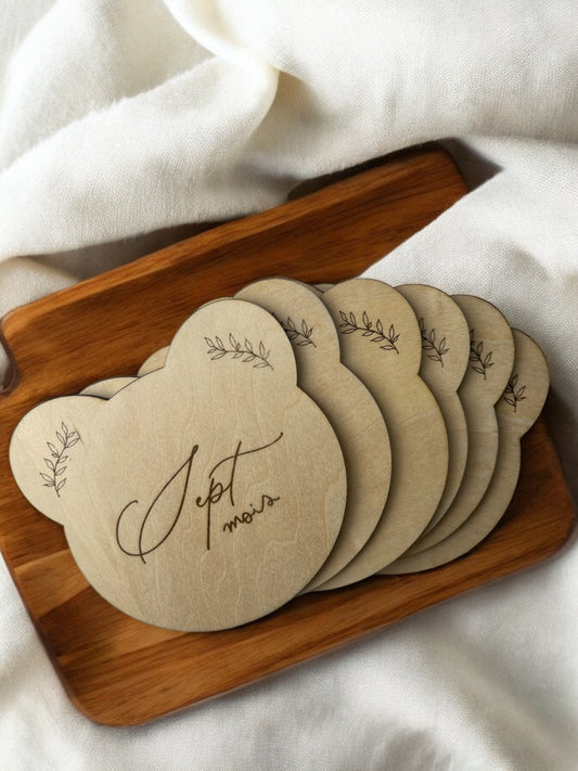 Cartes étapes ourson - Première année de bébé - 1 à 12 mois