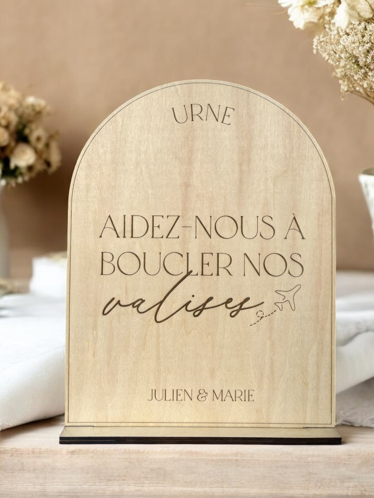 Panneau urne voyage de noces