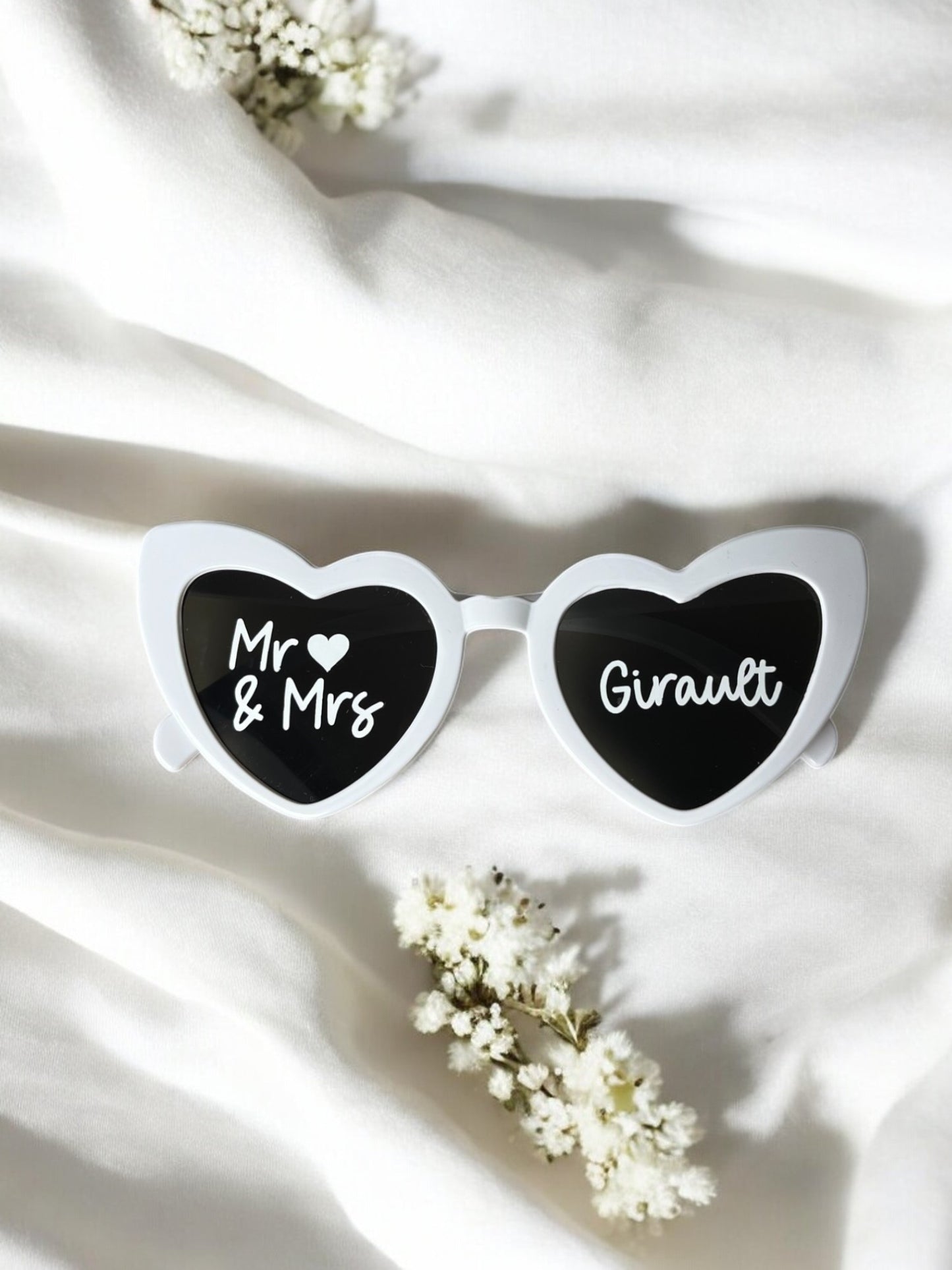 Stickers lunettes coeur pour mariage | Mr & Mrs