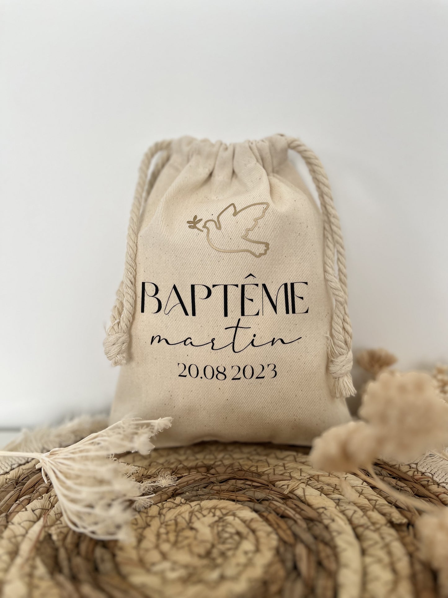 Sac pochon personnalisé pour Baptême