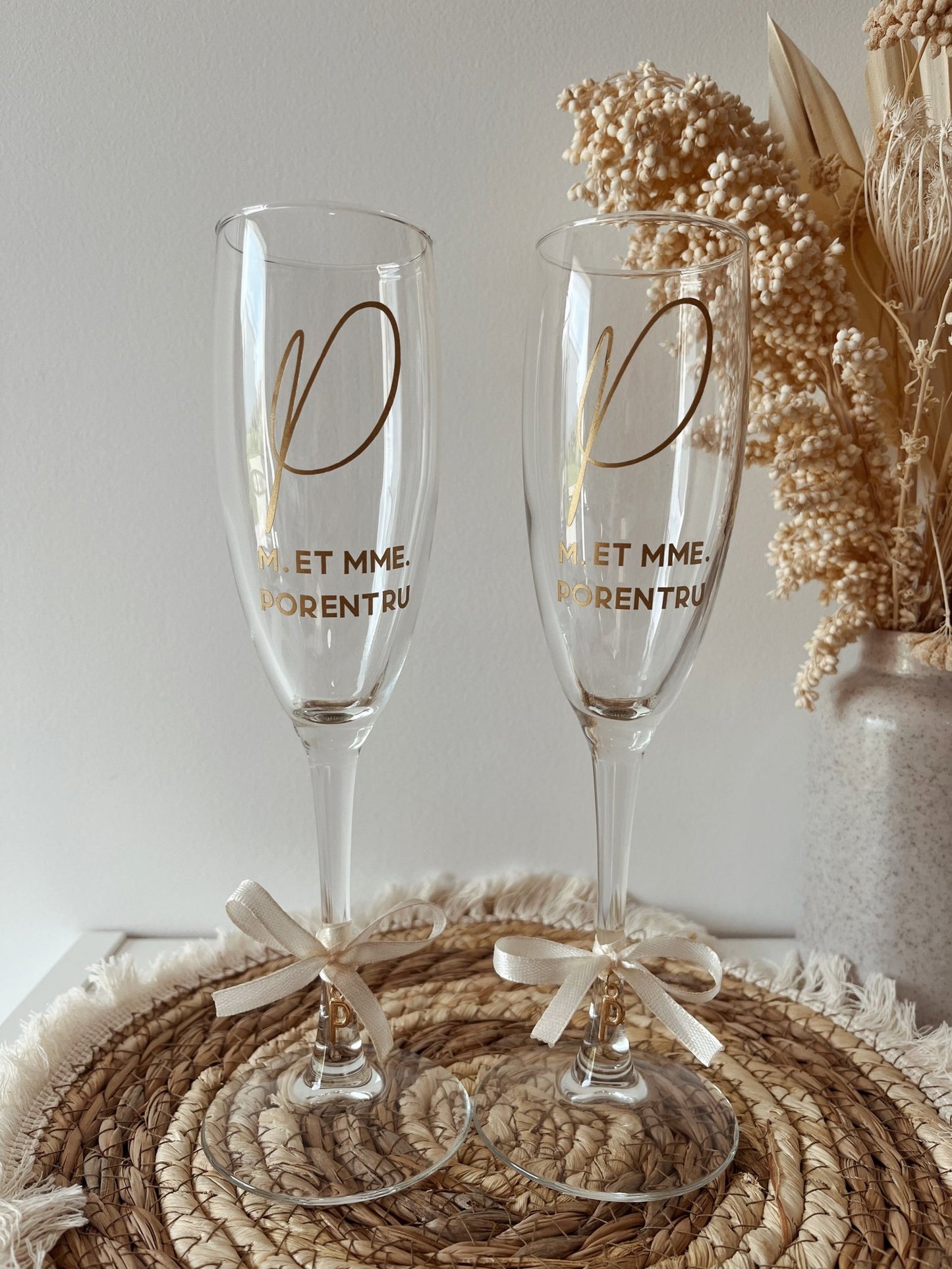 Duo de flûtes à champagne personnalisées - M. et Mme - Atelier Miamor