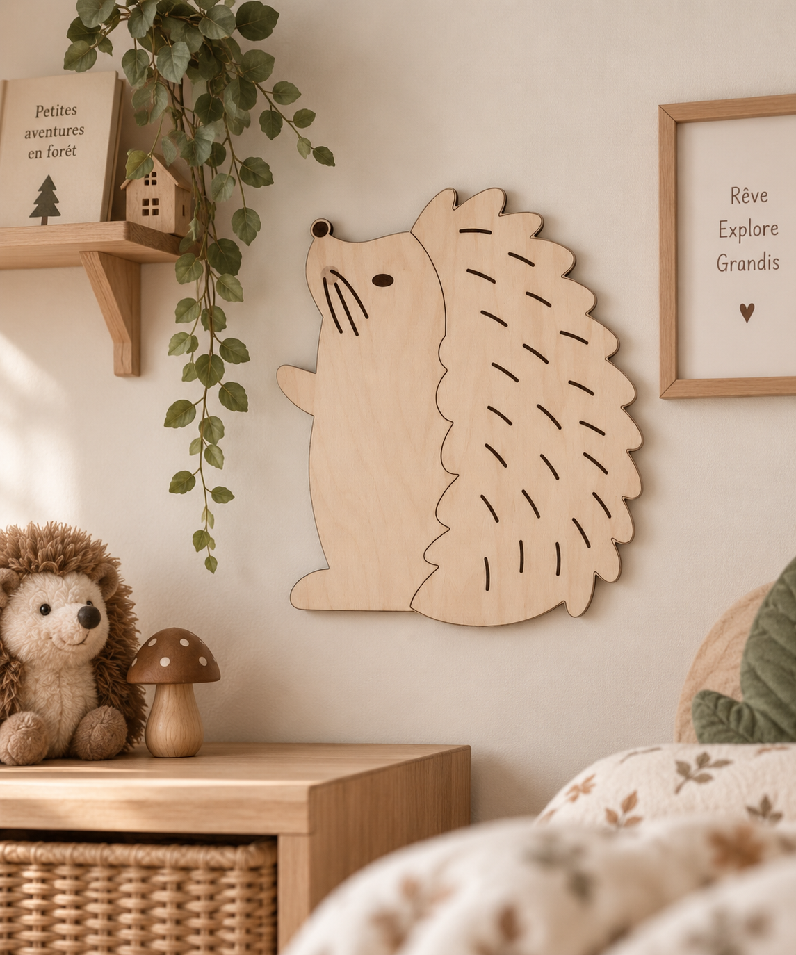 Hérisson en bois - Décoration murale