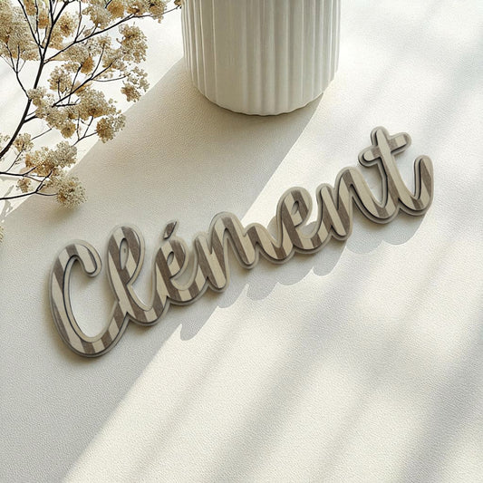 Prénom en bois motif rayures