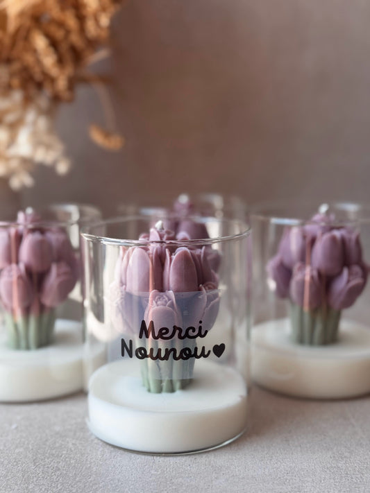 Bougie parfumée personnalisée - tulipes