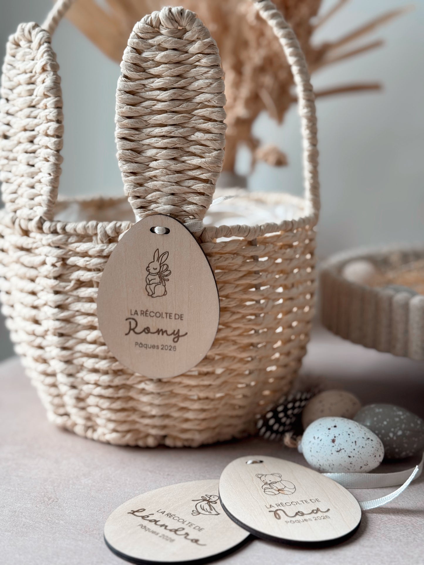 Médaillon en bois pour panier de Pâques