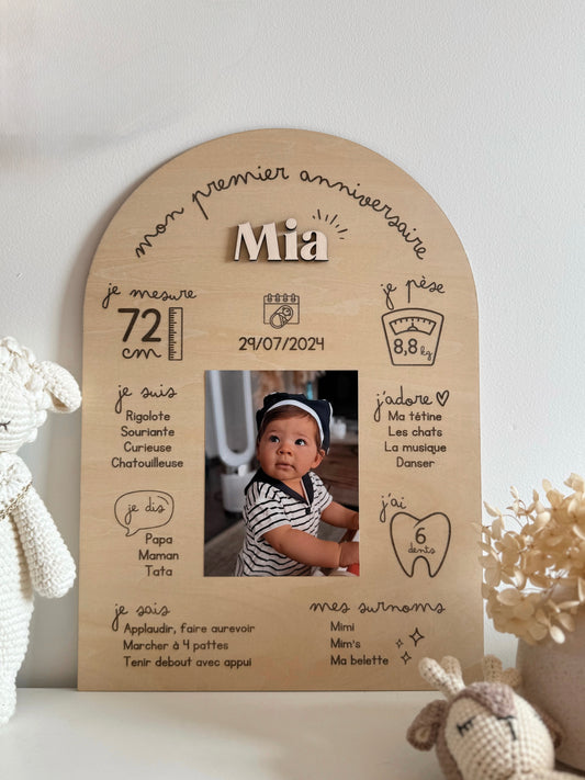 Panneau en bois personnalisé 1 an - "Mon premier anniversaire"