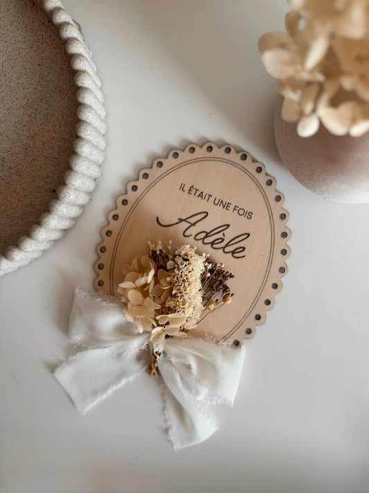 Pancarte vintage annonce naissance en bois