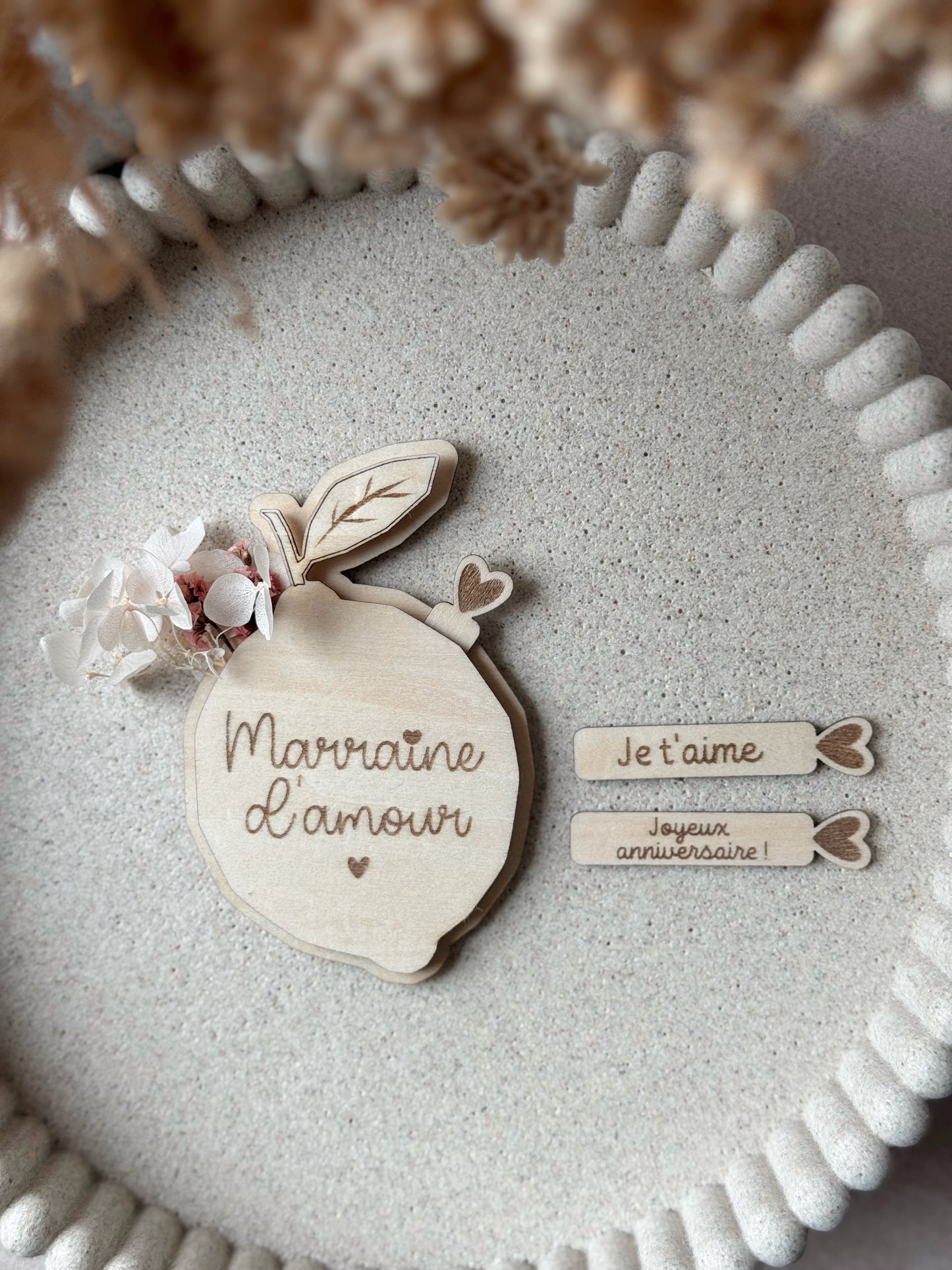 Magnet citron fleuri avec message surprise – cadeau personnalisé