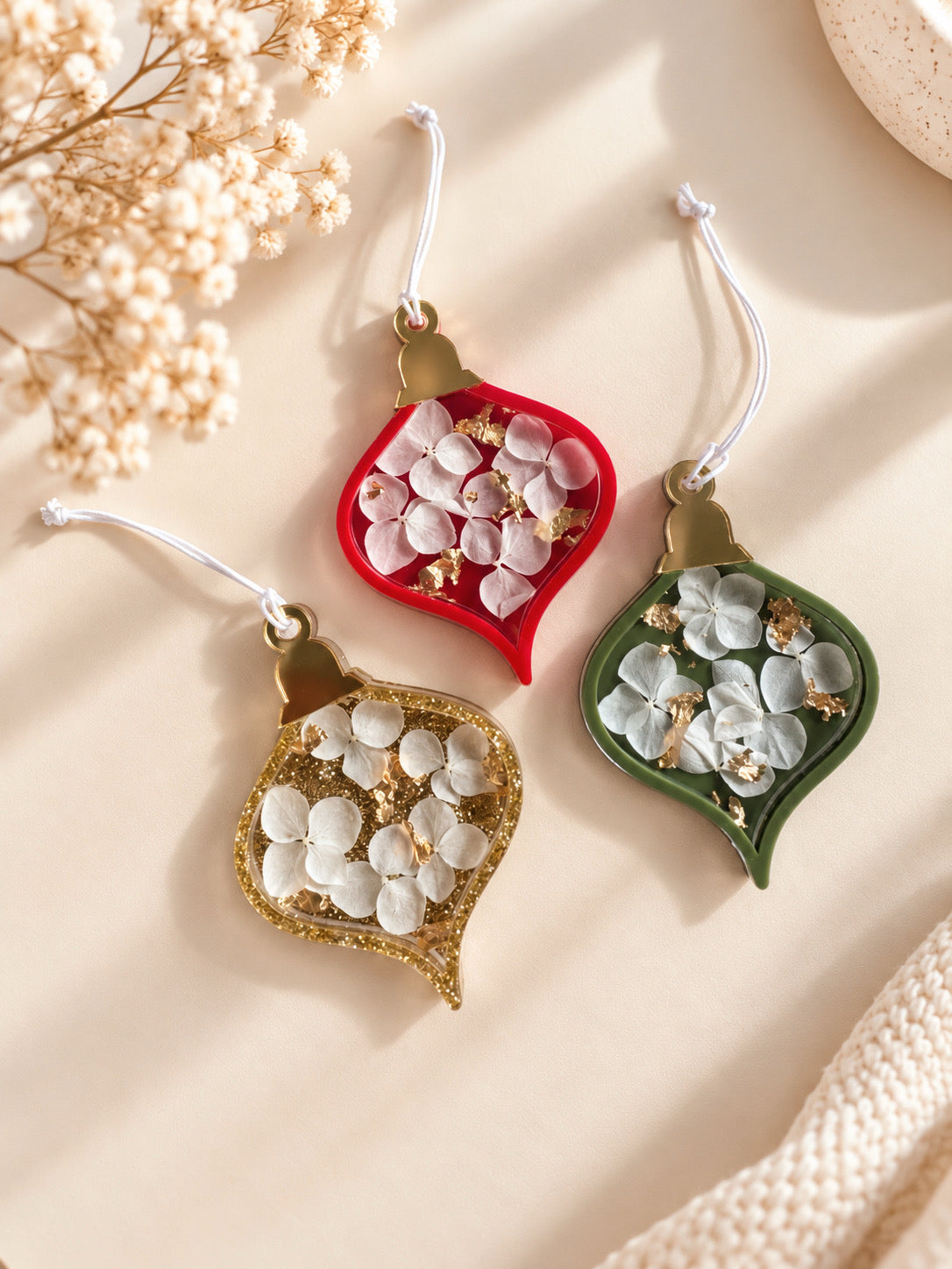 Boule de Noël hortensia – Suspension pour sapin