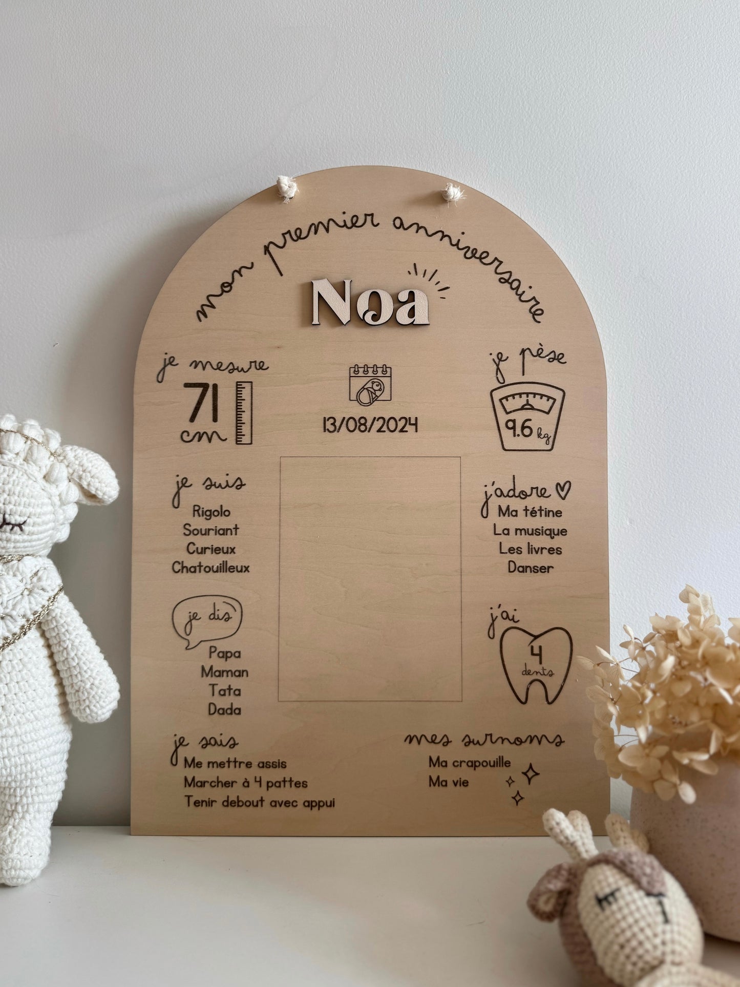 Panneau en bois personnalisé 1 an - "Mon premier anniversaire"