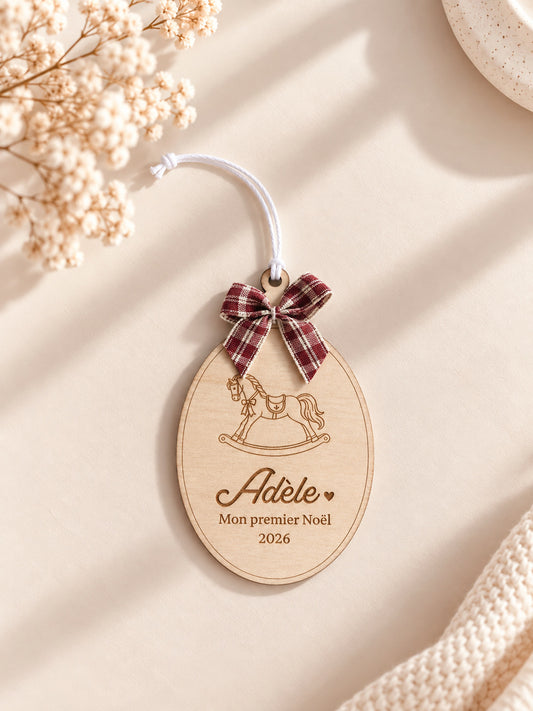 Suspension Mon premier Noël personnalisée – Décoration vintage pour bébé