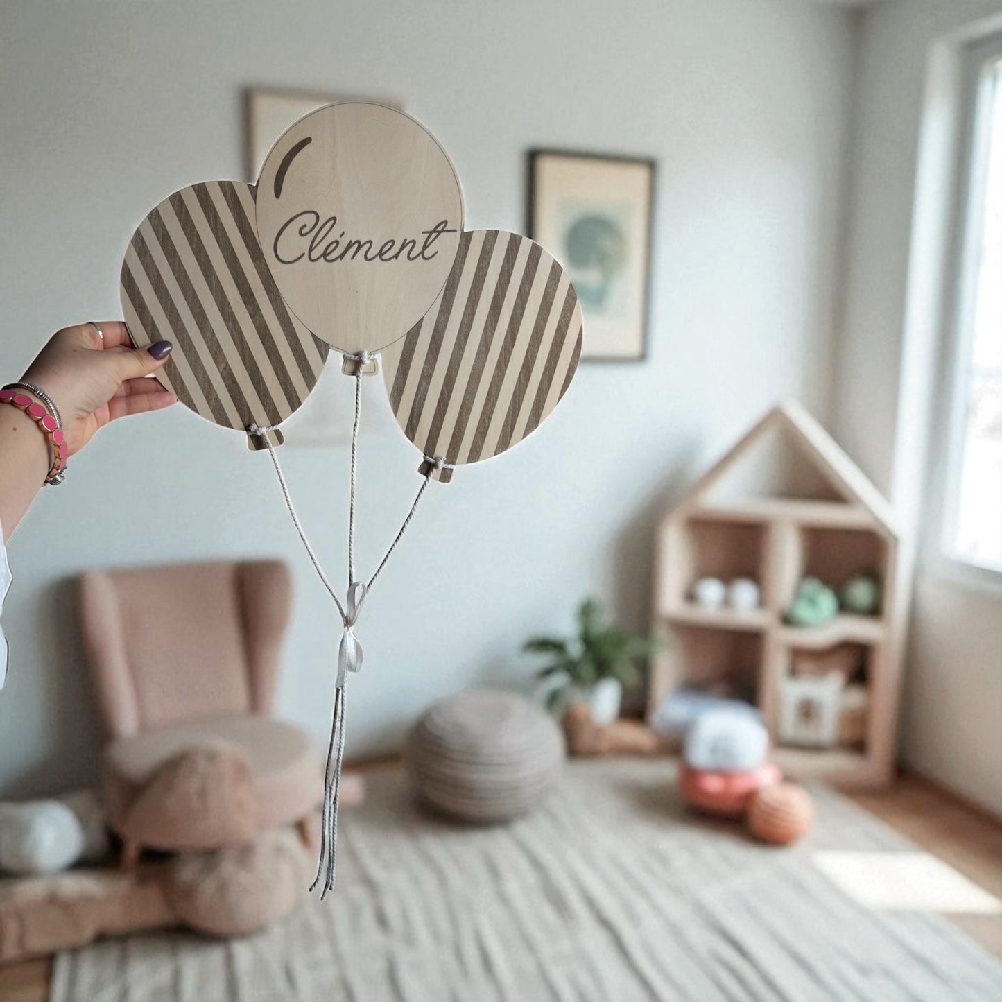 Trio de ballons rayures - Décoration murale