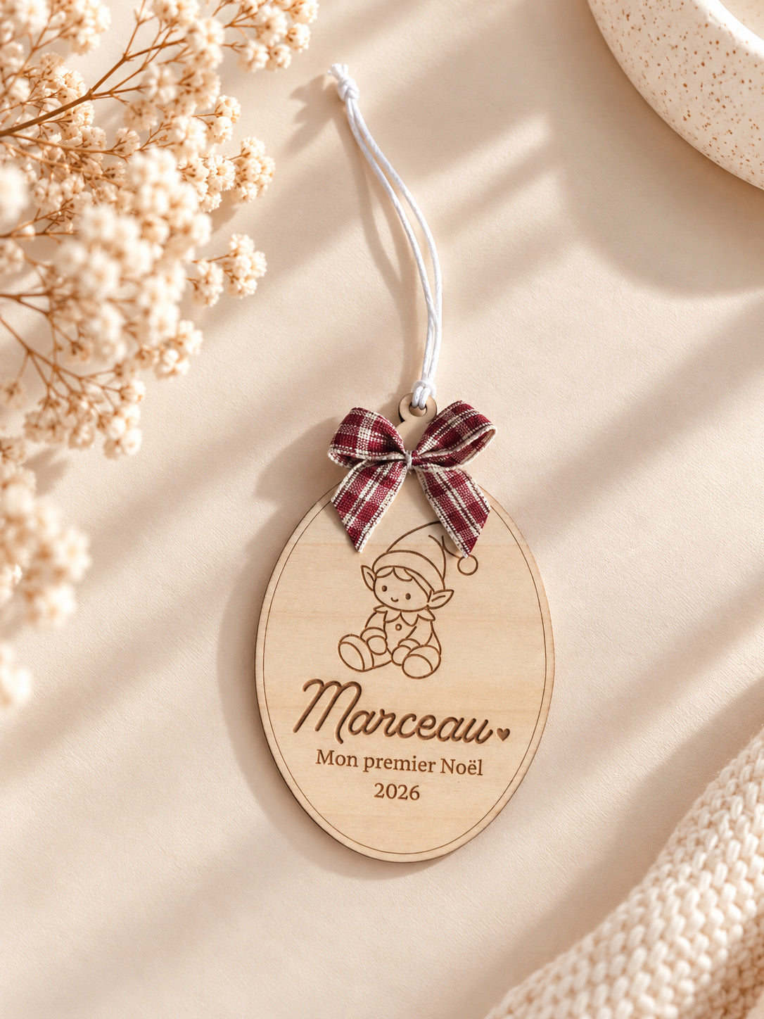 Suspension Mon premier Noël personnalisée – Décoration vintage pour bébé