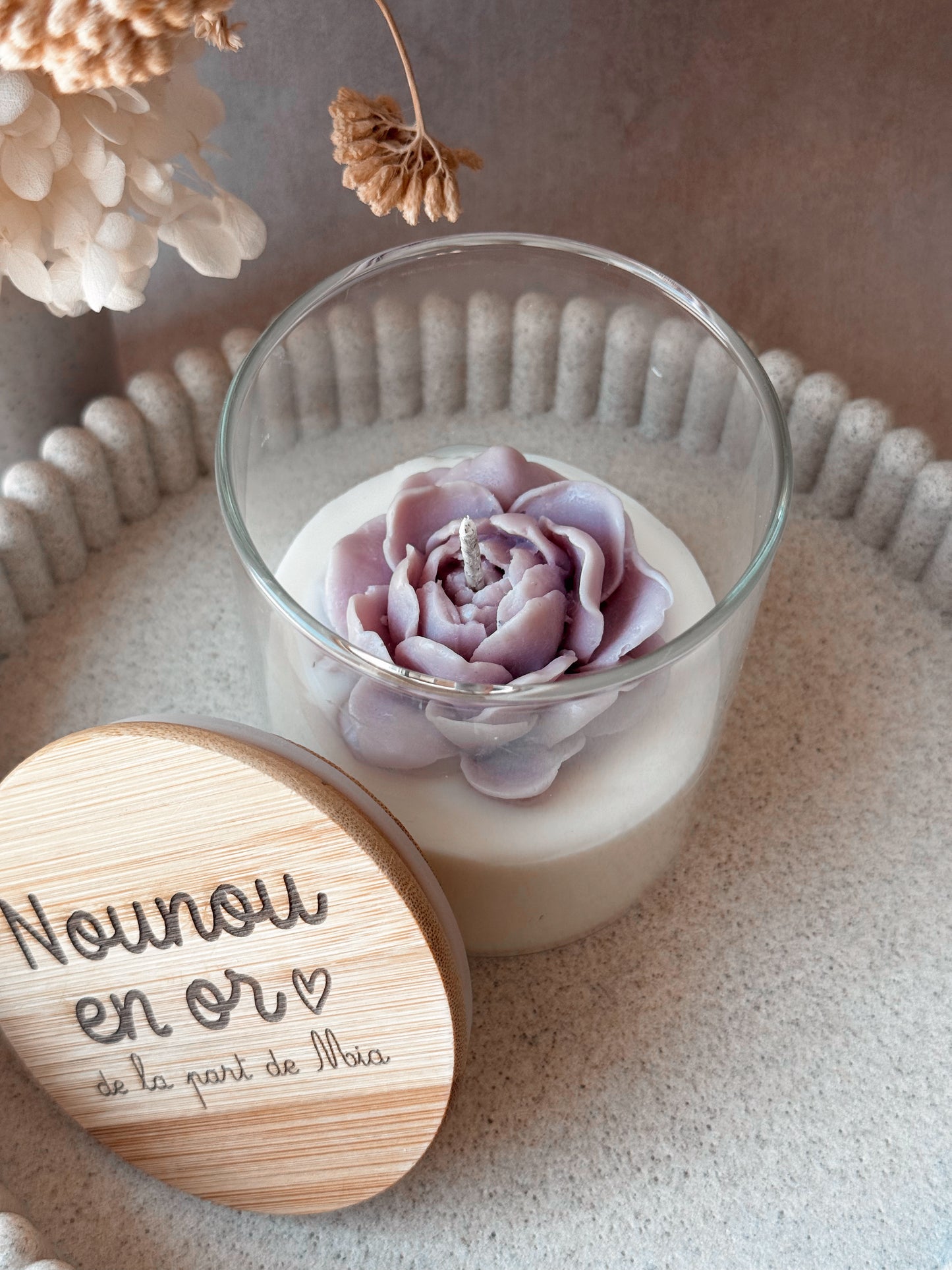 Bougie parfumée personnalisée - fleur