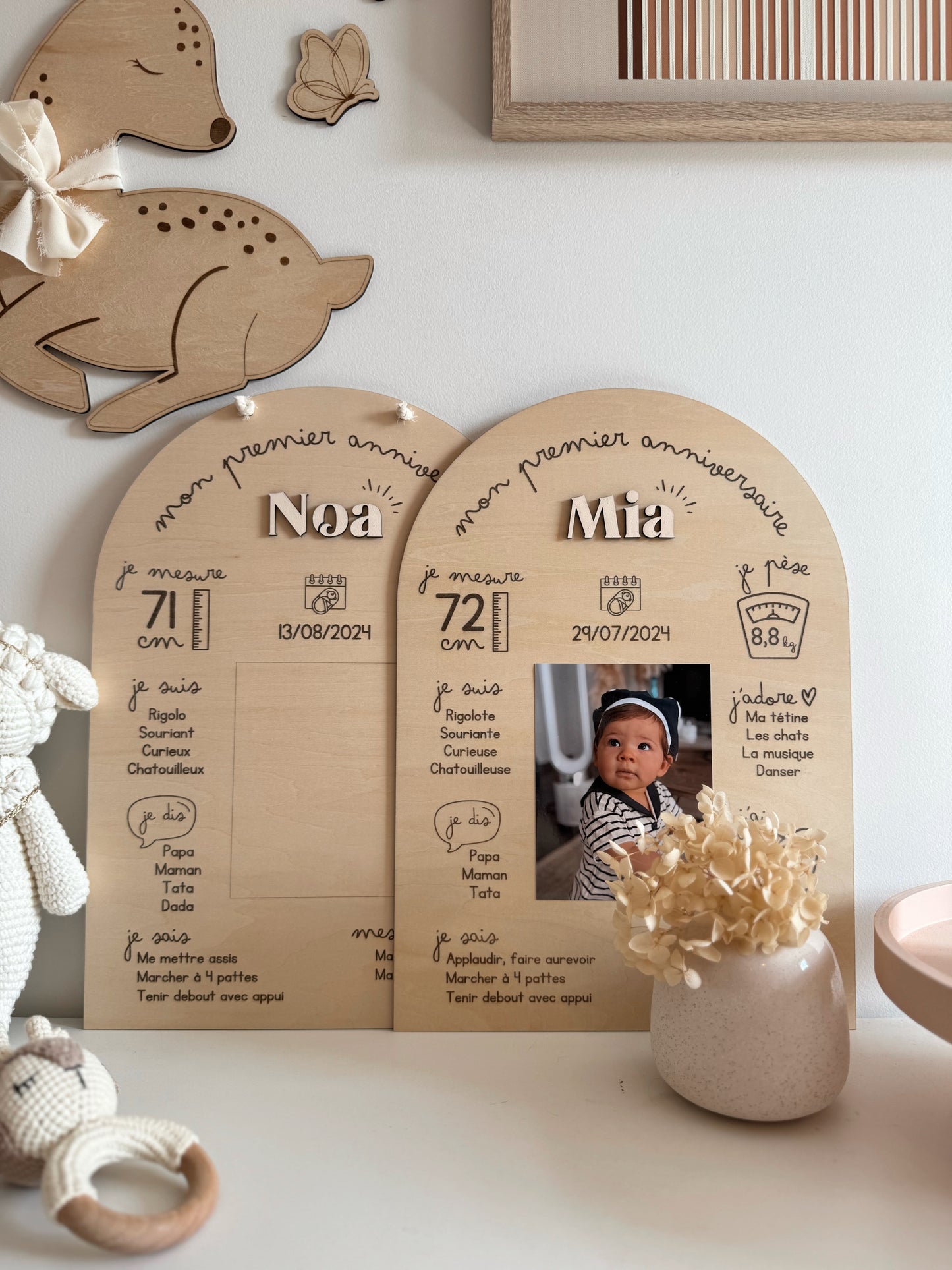 Panneau en bois personnalisé 1 an - "Mon premier anniversaire"