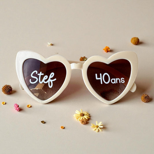 Stickers lunettes coeur pour anniversaire