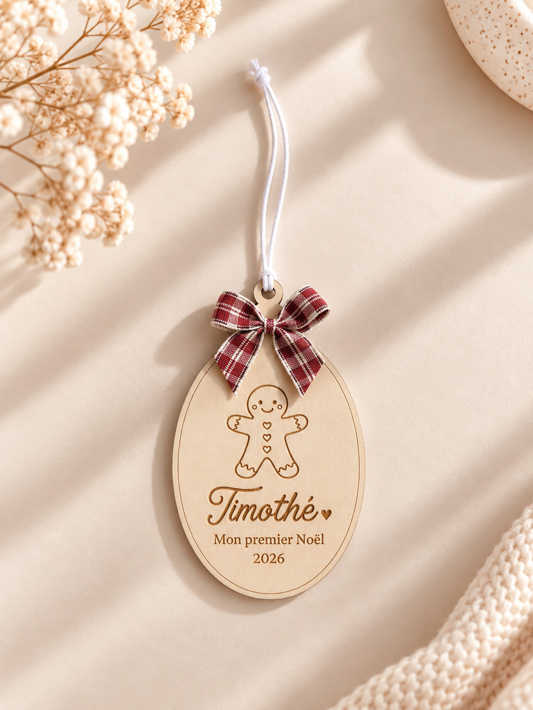 Suspension Mon premier Noël personnalisée – Décoration vintage pour bébé