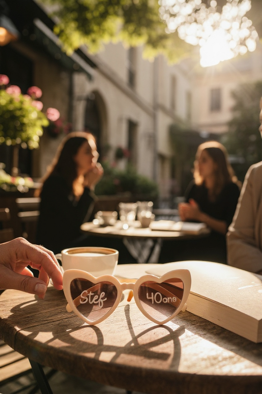 Stickers lunettes coeur pour anniversaire