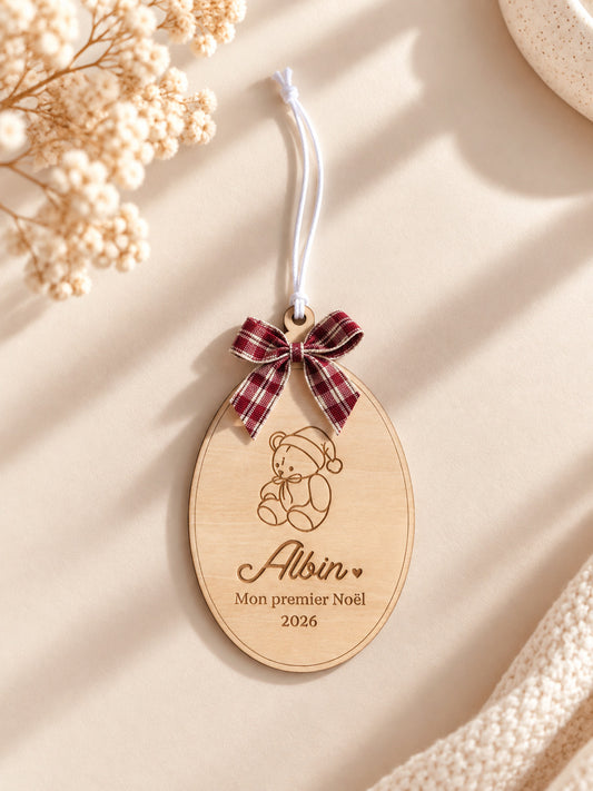 Suspension Mon premier Noël personnalisée – Décoration vintage pour bébé