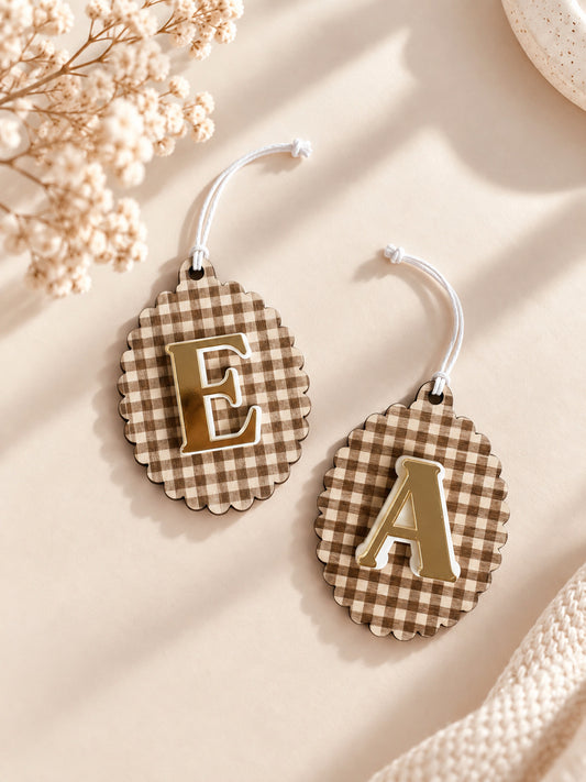 Suspension de Noël initiale personnalisée – Motif Vichy