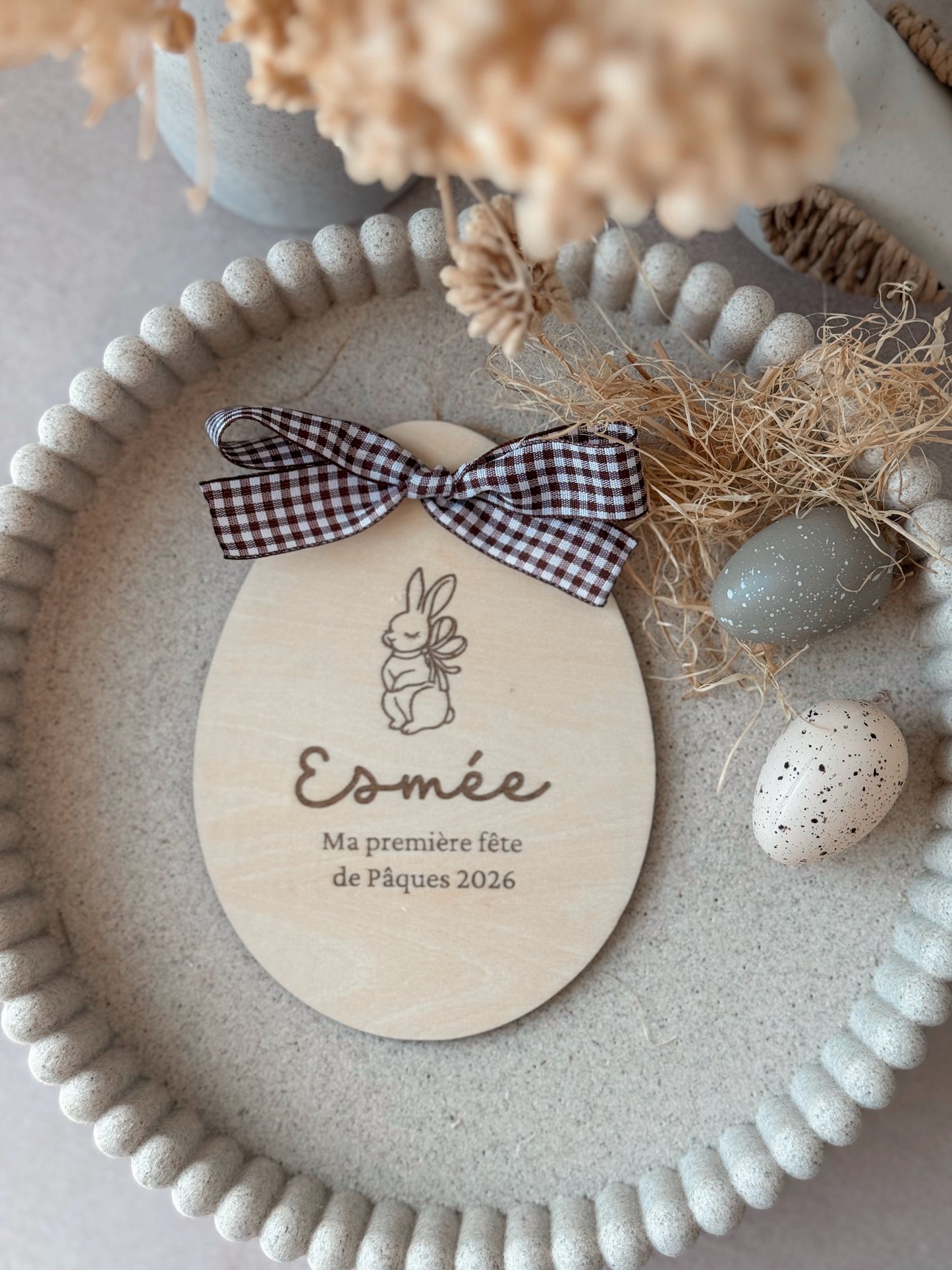 Pancarte "ma première fête de Pâques" en bois